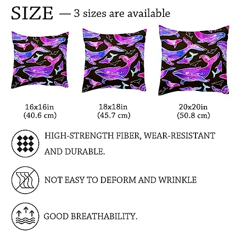 Housse de coussin velours 50x50 décoration salon canapé baleine violette lot de 2 - 7