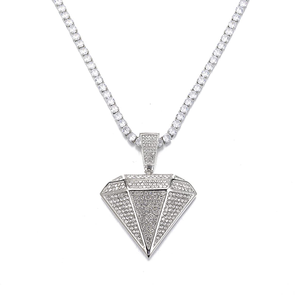 Męski wisiorek Naszyjnik Iced Out Chain Bling Crystal Naszyjnik dla mężczyzn Hip Hop Złoty Łańcuszek tenisowy Biżuteria-akcesoria