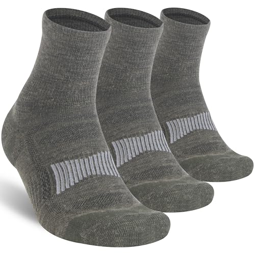Merino Wool Ankle Socks, Men's Women's 90% Wool Athletic Thin Running Moisture Wicking Socks, 3 Pairs