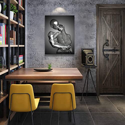 Framed 3 Pcs Love Heart 3D Wall Art Metal Sculpture Romantic Couple Abstract Art Prints Posters Decor Grey Black And White Canvas Printsfor Bedroom Living Room Bathroom Hotel Valentine's Day Ready To Hang12×16 Inch×3 #TOP2