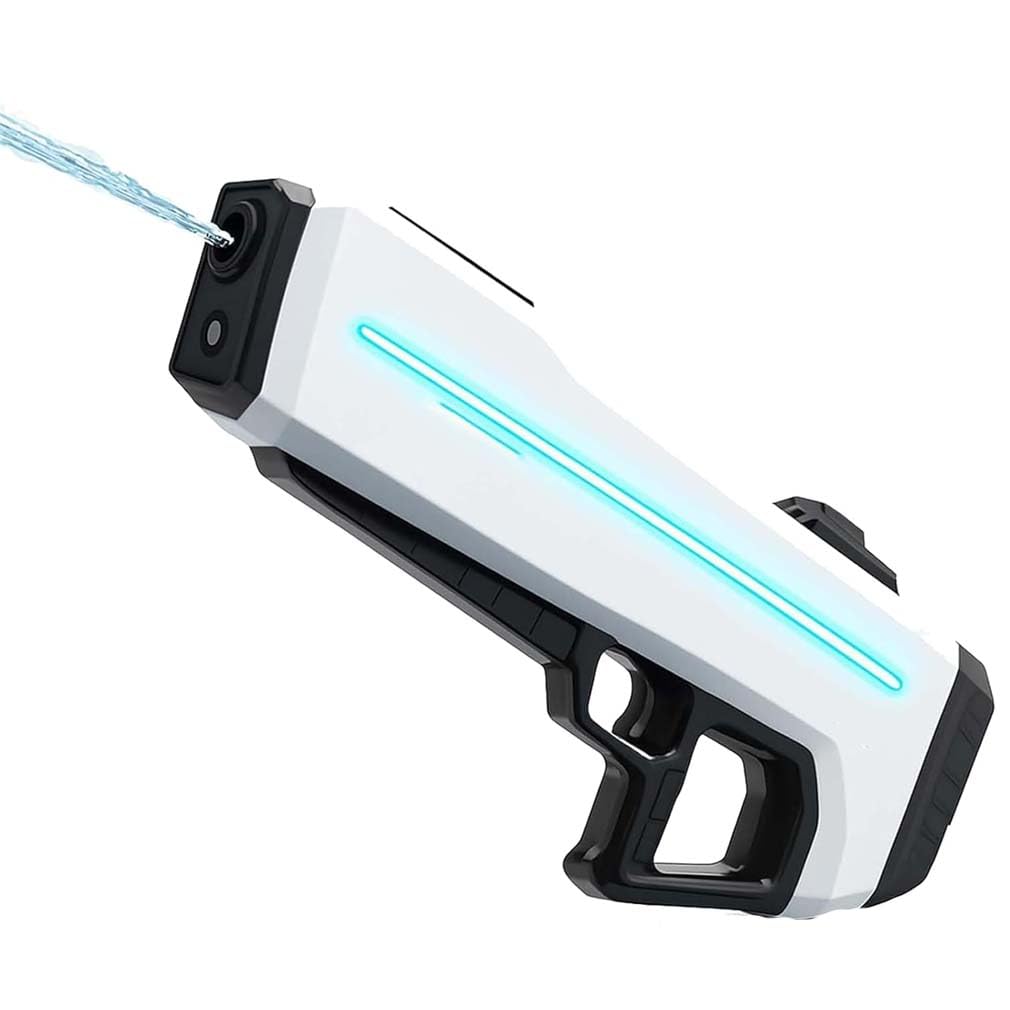 RapidJet Pro - Electric Pulse Water Gun, Automatic One-Button Refill, 7 Kinds of LED Lighting Effects, Powerful Adult Ultimate Combat Water Gun, Electric Water Guns for Kids Adults (White)