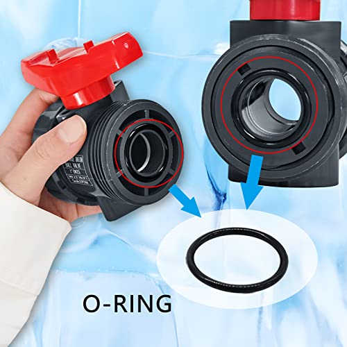 PVC Union Ball Valve, 1-1/4" Inch (DN32) True Union Full Flow Ball Valve, ASTM EPDM O-ring, Slip Socket Ball Valve with Full Port for Water System - Image 4