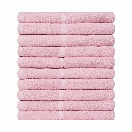 Brentfords Luxury Set of 10 x 100% Cotton Bathroom Face Cloths – Premium Quality, Super Absorbent & Quick Drying Face Towel - 30 x 30cm – Blush Pink