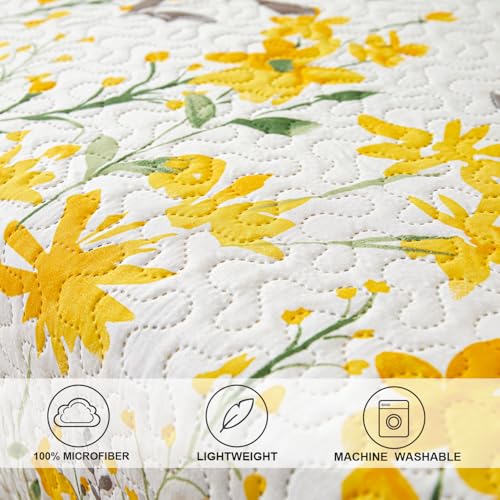 Image of Hailea Twin Daybed Cover Floral Daybed Bedding 3 Piece Reversible Day Bed Cover Double Sided Quilting Bedding Flower Cover Set All Season for Twin Bed with 2 Standard Shams,39 inchx75 inch