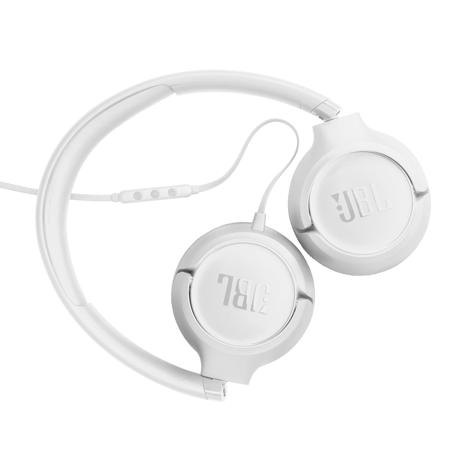 JBL Tune 530 C, Przewodowe Słuchawki Nauszne, Białe | Mikrofonem, Komfortowym Dopasowanie, JBL Pure Bass, Złączem USB-C, Składaną Konstrukcją i Nieplączącym się Kablem