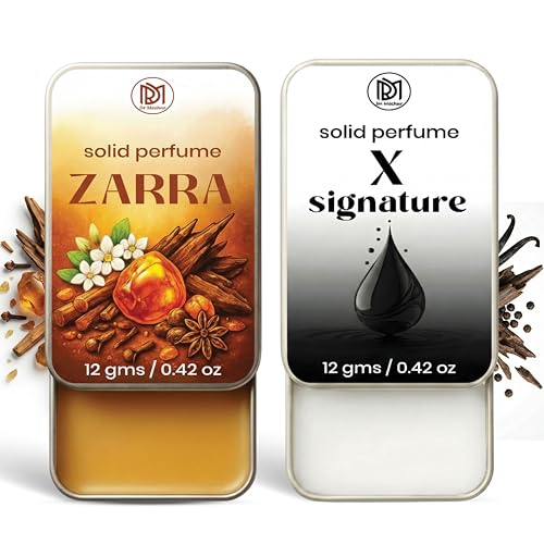 Image of Dr.Mashur Solid Perfume |x signature&zarra Alcohol Free Wax Perfume Balm, Long Lasting | Pocket Tin 12g, Pack Of 2| Non Greasy Smooth Glide, Travel Friendly Men And Women