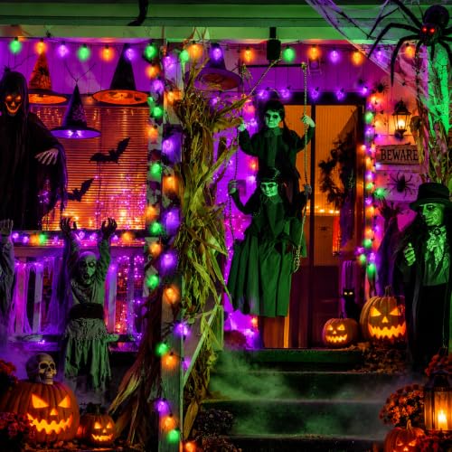 2PK 100LED 86FT Linkable C9 Halloween Lights Outdoor Indoor | Waterproof Twinkle String Lights, Orange Purple & Green Fairy Lights Plug in with 13 Modes & Timer for Halloween Decorations - image 5