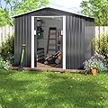 JAXPETY Large Storage Shed, Metal Sheds & Outdoor Storage, Outdoor Shed with Air Vent Lockable Door, Sheds & Outdoor Storage Tool Shed for Backyard Garden Patio Lawn (8X8 FT)