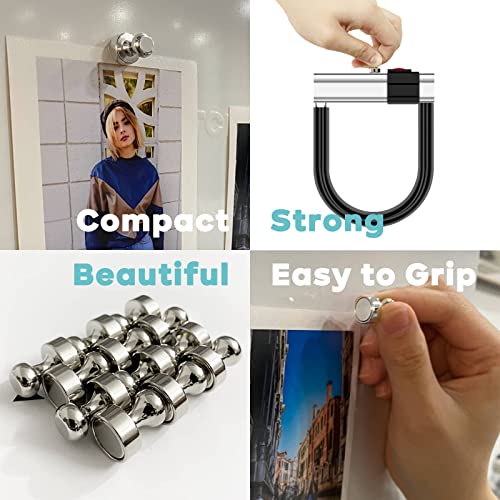 20 Pcs Strong Refrigerator Magnets, Heavy Duty Magnets For Fridge, Magnets For Whiteboard, Push Pin Magnets, White Board Magnets, Office Magnets, Teacher Magnets, For Kitchen, Office, School, Silver #TOP2