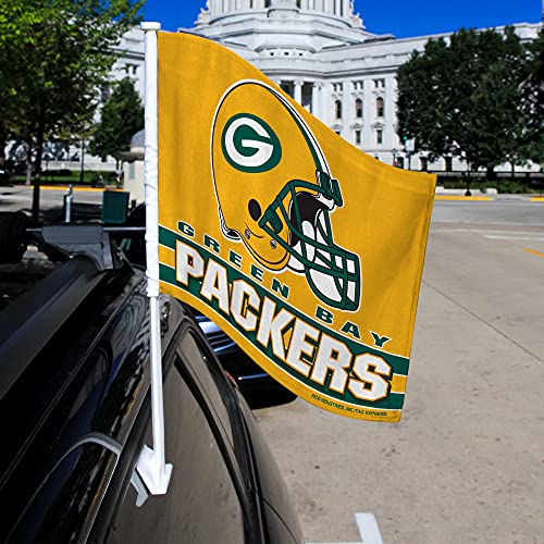 Rico Industries NFL Football Green Bay Packers Yellow Helmet Double Sided Car Flag 40,6 x 49,5 cm