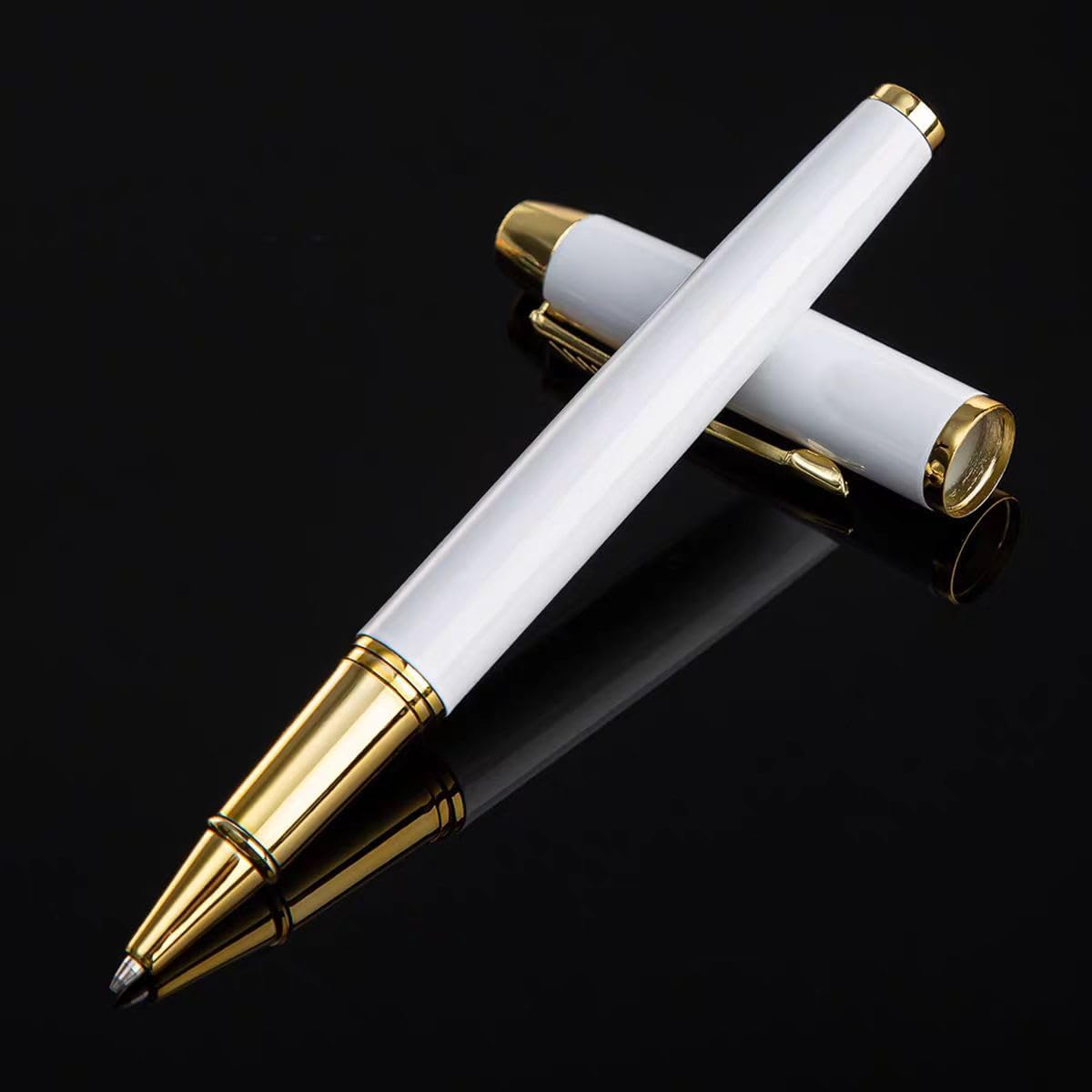Premium 0.5mm Black Rollerball Pen Gift Set - 20 Extra Refills & Pen Pouch, Refillable Gel Ink Pens for Smooth Writing, Office, School, Business, Everyday Use (Green) image 3