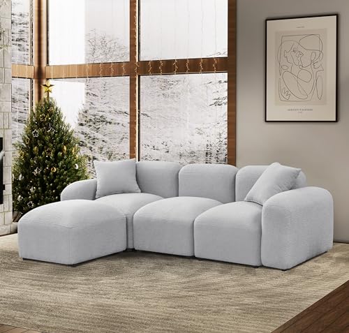 Melpomene Minimalist Convertible Modular Sectional Sofa, Modern 94.5" DIY L Shaped Reversible Sherpa Fabric Sofa Couch for Living Room,Apartment,Office(Grey) Melpomene Minimalist Convertible Modular Sectional Sofa, Modern 94.5" DIY L Shaped Reversible Sherpa Fabric Sofa Couch for Living Room,Apartment,Office(Grey)