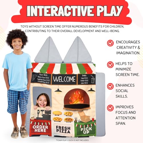 Image of Couch Swag Play Panel for Childrens Foam Sofa Kids Couch (Pizza)
