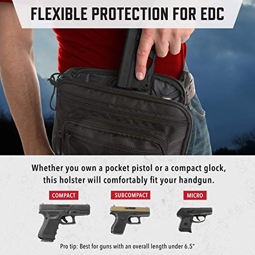 Ultimate Fanny Pack Holster By Comforttac - Compatible With Glock 42, 43, 26, 27, S&W Bodyguard, Shield, Springfield Xds, Taurus, Sig, And Most Subcompact And Compact Pistols - Black #TOP2