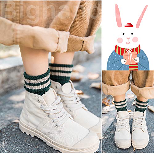 Image of IIG 5 Pairs Women's Vintage Style Thick Wool Warm Winter Crew Socks