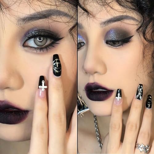 Long Lasting Black Eyeshadow Palette with Silver Glitter, Matte White and Grey Shades. Waterproof Goth Make Up for Women and Girls, Perfect for Halloween and Christmas Gifts - Image 7