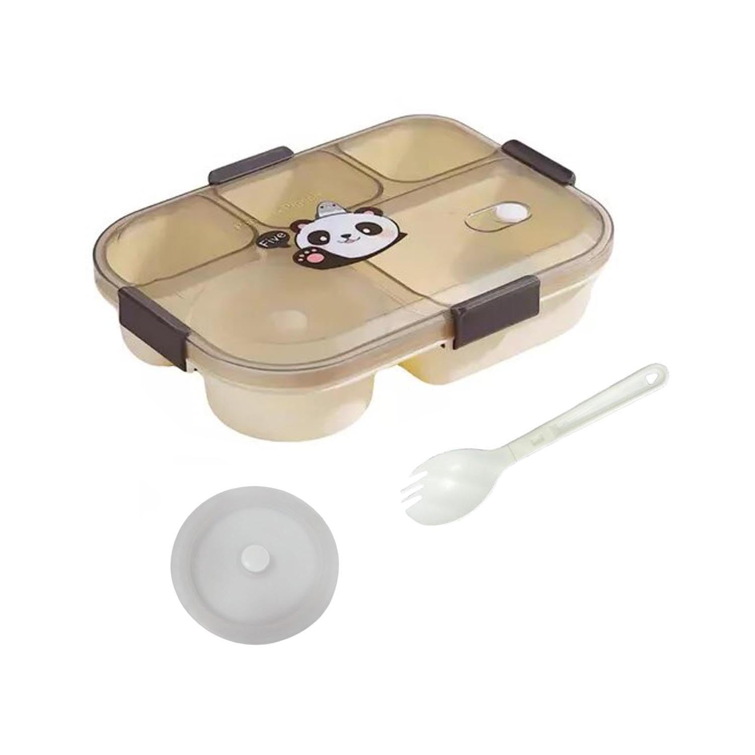 Tycom Lunch Box for Kid, Bento Box Children, School Children's Lunch Box with Compartments, Leak-proof Lunch Box for Girls and Boys, Snack Box (Panda-Black)