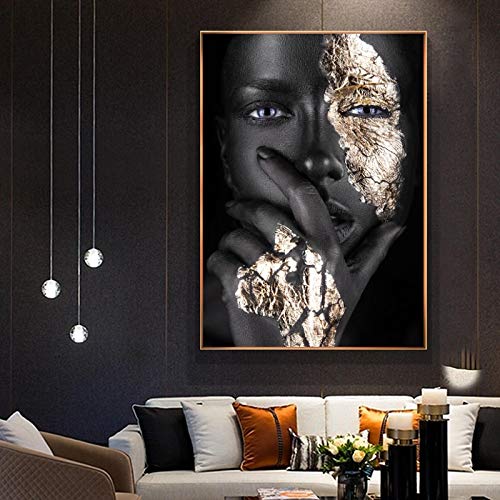 Art africain noir et or femmes peintures sur toile affiches impressions mur art 35x50cm