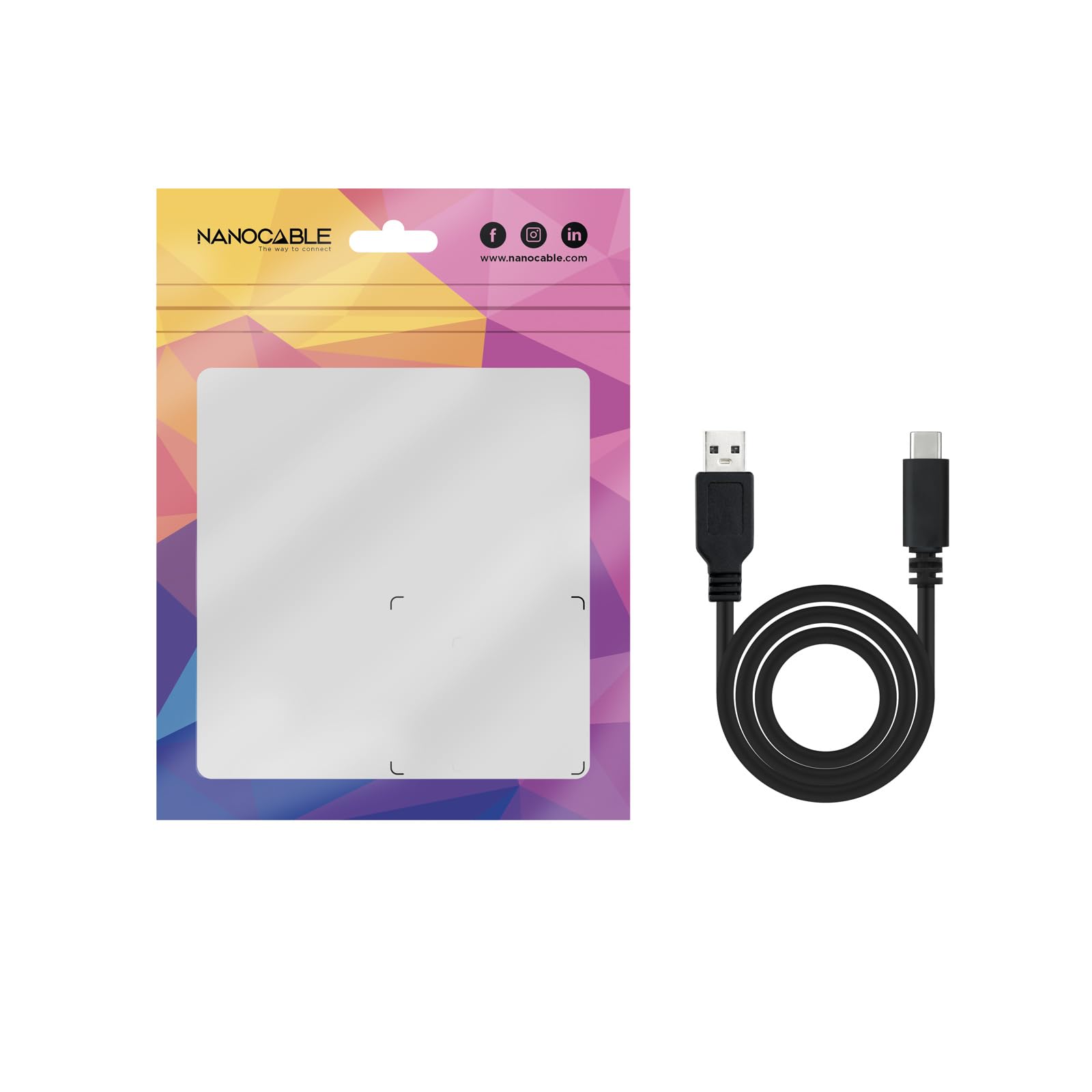 Nanocable USB-C OTG Kabel 3A – 15 Cm, Männlich-weiblich, USB 2.0, Für Datenübertragung & Laden, Schwarz
