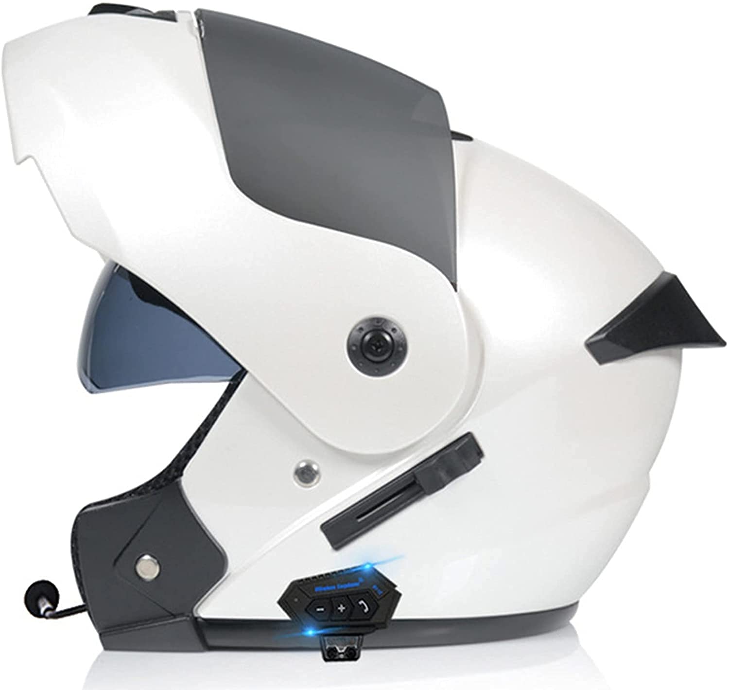 Casque de moto modulaire Bluetooth avec double visière anti-buée