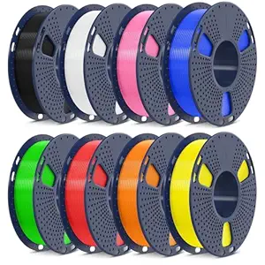SUNLU High Speed PLA Filament Pack, 30mm/s - 600mm/s Print Range, High Flow Speedy 3D Printer PLA Filament Bundle, 250g/Spool, Black+White+Green+Blue+Red+Orange+Yellow+Pink