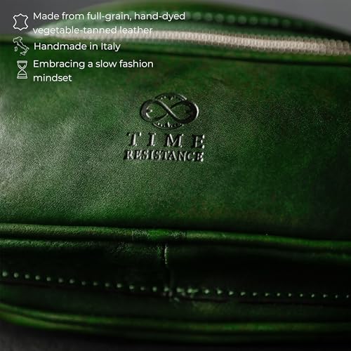 Image of Time Resistance Leather Waist Pack - Belly Bag, Belt Bag, Fanny Pack - Handmade in Italy (Green)