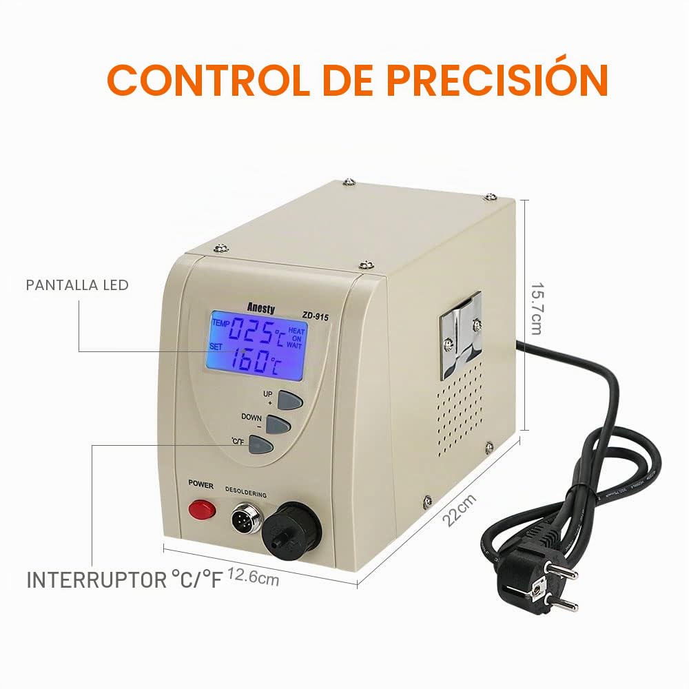 ANESTY ZD-915 Estación de soldadura/Estación de desoldadura Bomba de vacío Iron Gun 230V 140W Profesional