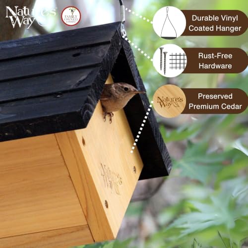 Nature's Way Bird Products CWH1 Cedar Wren House, 8" x 8.875" x 8.125", standard, Brown - image 3