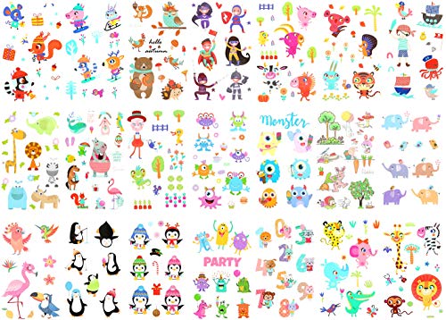 Kid's Fun Temporary Tattoos - More Than 200 Animal-Themed Easy-to-Use Tattoos for Children (21 Sheets) - Thumbnail 4
