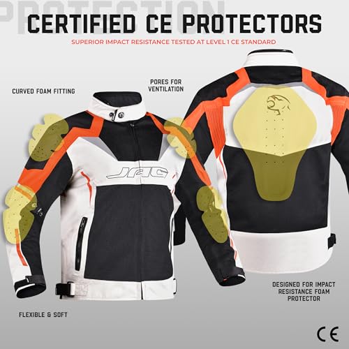 Image of J.A.G. JAG Mesh Motorcycle Jacket-Biker Jacket-CE Armored Motorbike Jacket Men-High Visibility Breathable Riding Jacket
