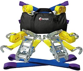 TENSYS - Set of 4 - Professional Wheel Straps for Car Transporter, Recovery Vehicle, Trailer