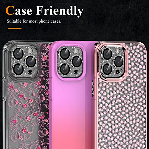 Image of YWXTW for iPhone 13 Pro /iPhone 13 Pro Max Camera Lens Protector, [4TH Gen New Bling Design] Glitter Shiny Diamond Metal Ring Tempered Glass Back Camera Screen Protector Lens Cover