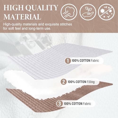 SahSahCasa 100% Cotton 120"x120" Oversized California King Bedspread Coverlet Quilt Set, Cal King Quilted Bedspread Extra Large Reversible XL Bed Spread Lightweight Comforter, Brown/Gray/White — view 6