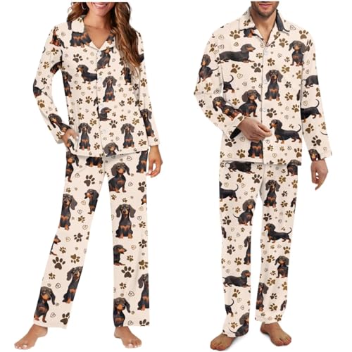 Matching Pajamas for Couples Long Sleeve Loungewear Plus Size Pjs Sets for Women Men