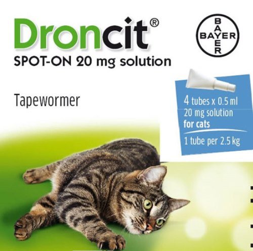 Bayer - Droncit Spot-On Cat Tapeworm 0.5 Ml x 4 Tubes