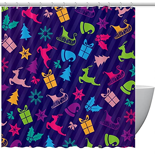 Rideau de douche imperméable Noël 183x183 cm avec 12 crochets - 2