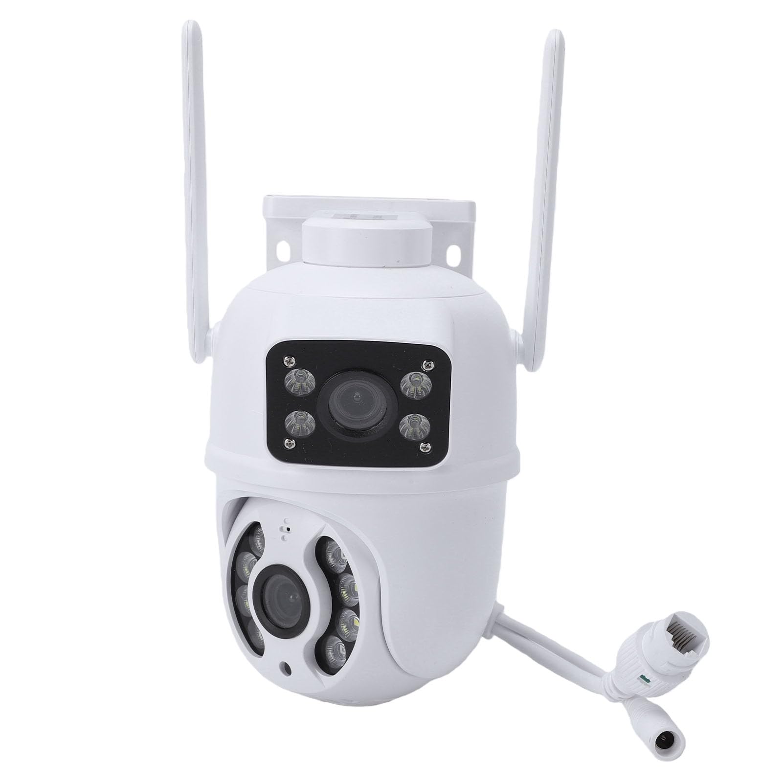 Sxhlseller Telecamera di Sicurezza Esterna, Doppia 4MP 1080P PTZ WiFi con Obiettivo Fisso 2.8mm, Rotazione 355° Inclinazione e Inseguimento Automatico, Audio Bidirezionale, Visione (Spina europea)