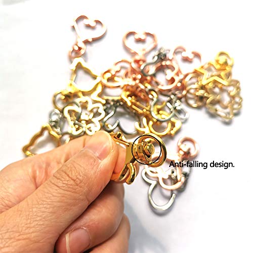 50Pcs Metal Swivel Lobster Claw Clasps Star Shape For Jewelry Making, Alloy Heart Clasp Keychain Rings For Crafts Diy Creative Snap Hook Lanyard For Bag Key Chains Accessories (10 Shapes) #TOP6