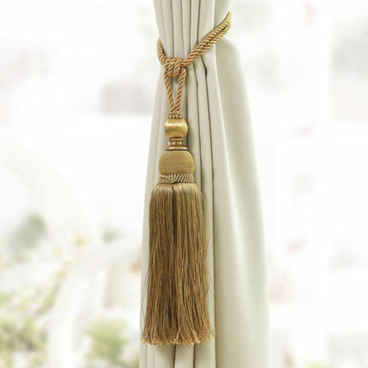 2 Unids / par Cortina Borla Cepillo Flecos Tiebacks Cinturón Colgante Bola Cuerdas Gancho Colgador Accesorios para Cortinas Correas de Lazo Hebilla-Bronce