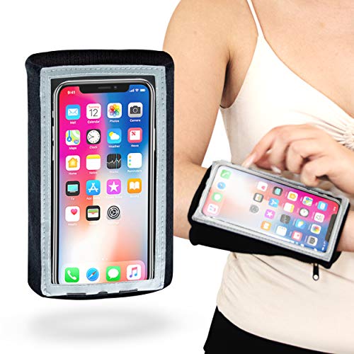 Myband Phone Holder For Running - Fits For Iphone 13/13Pro,14/14Pro & Xs - Does Not Fit For Iphone Max & Plus - Case Free Design - Zipper Pouch - Sm Forearm 5" To 10" - Machine Washable Knitted Cloth - Running Band Iphone #TOP7