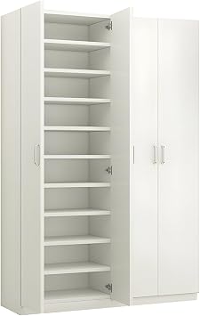 LITFAD Modern Shoe Storage Cabinet Solid Wood Shoe Rack with Doors and Shelves Large Capacity Moisture-Proof Shoe Cabinet for Home Hotel - White 47.2" L x 12.6" W x 70.9" H