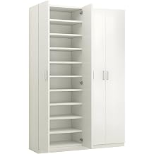 LITFAD Modern Shoe Storage Cabinet Solid Wood Shoe Rack with Doors and Shelves Large Capacity Moisture-Proof Shoe Cabinet for Home Hotel - White 47.2" L x 12.6" W x 70.9" H