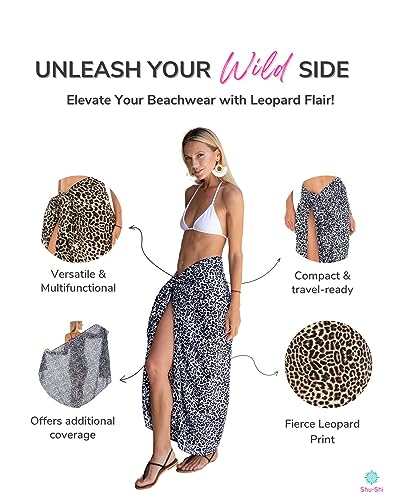 SHU-SHI Women Animal Print Sarong Pareo Cover Up Bathing Suit Women Animal Beach Wrap Long Pool Trip Resort Skirt4
