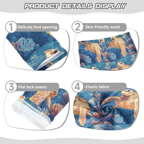 Underwater Sea Turtle Watercolor Girls Leggings Kids Yoga Pants Dance Active Tights 4T3