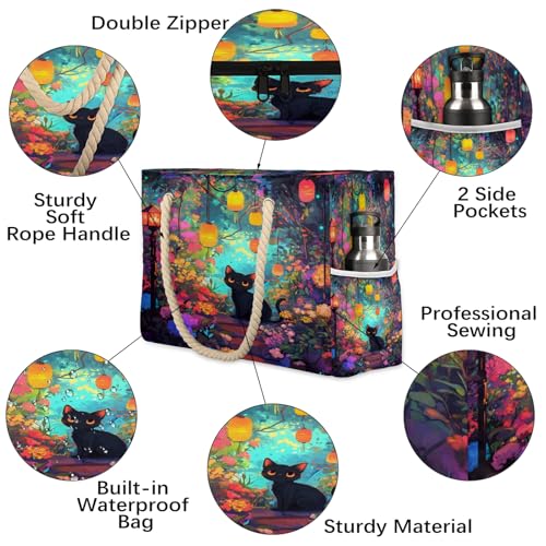 Large Beach Bags for Women with Zipper Beach Tote Bag Waterproof Sandproof Gym Swim Pool Grocery Travel Bag3