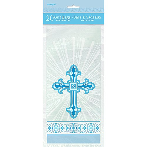 Radiant Cross Blue Religious Cellophane Bags, 20ct