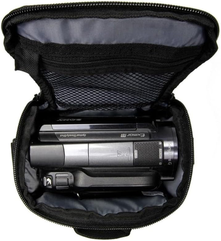 Indre view of STARBLITZ WIZZ-9 bag with a camcorder
