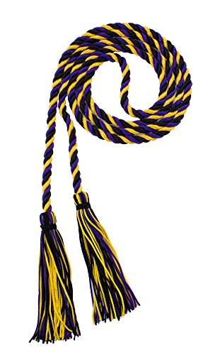 Image of Graduation Honor Cord - Black /Purple /Gold - Every School Color Available - Made in USA