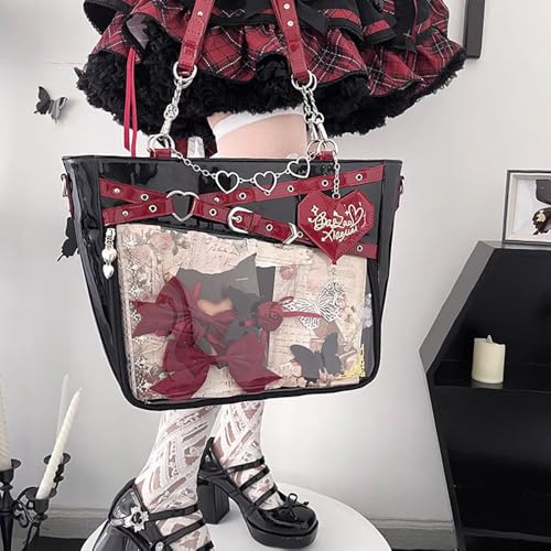 Cute Ita Bag for Pin Display, Japanese Kawaii Anime with Insert Shoulder Bags for Y2k Messenger with Straps3