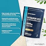 Vitamin B12 Tablets High Strength 2000mcg with Folic Acid | 400 Count | Vitamin B12 as Methylcobalamin | Vegan Supplement | by Horbaach - Image 2